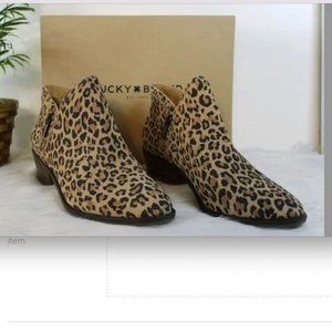 Lucky Brand Womens Fhuna Leather Animal Print Booties Size 8.5